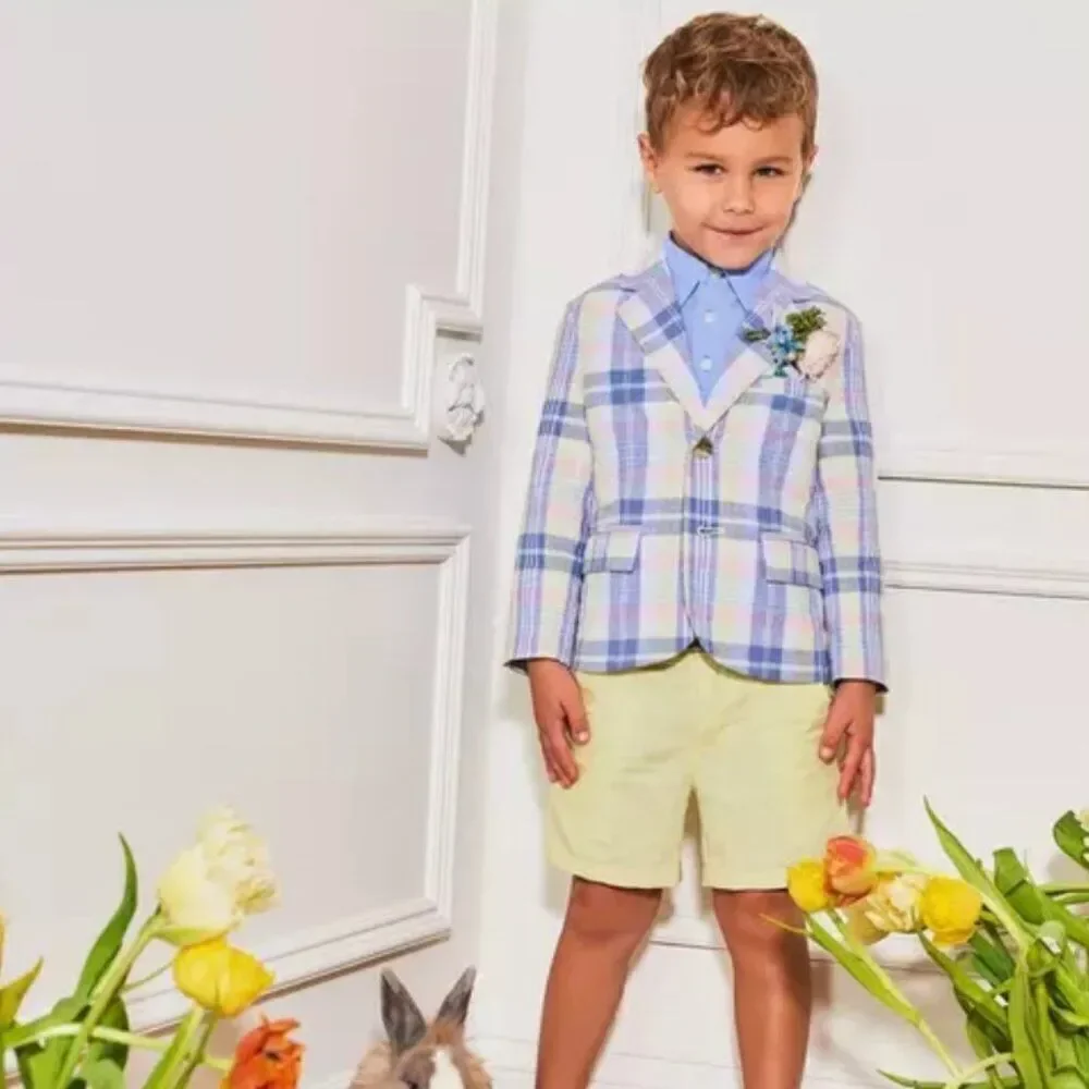 Janie and Jack 100048999 Boy Sunny Yellow Linen-Cotton Shorts NWT